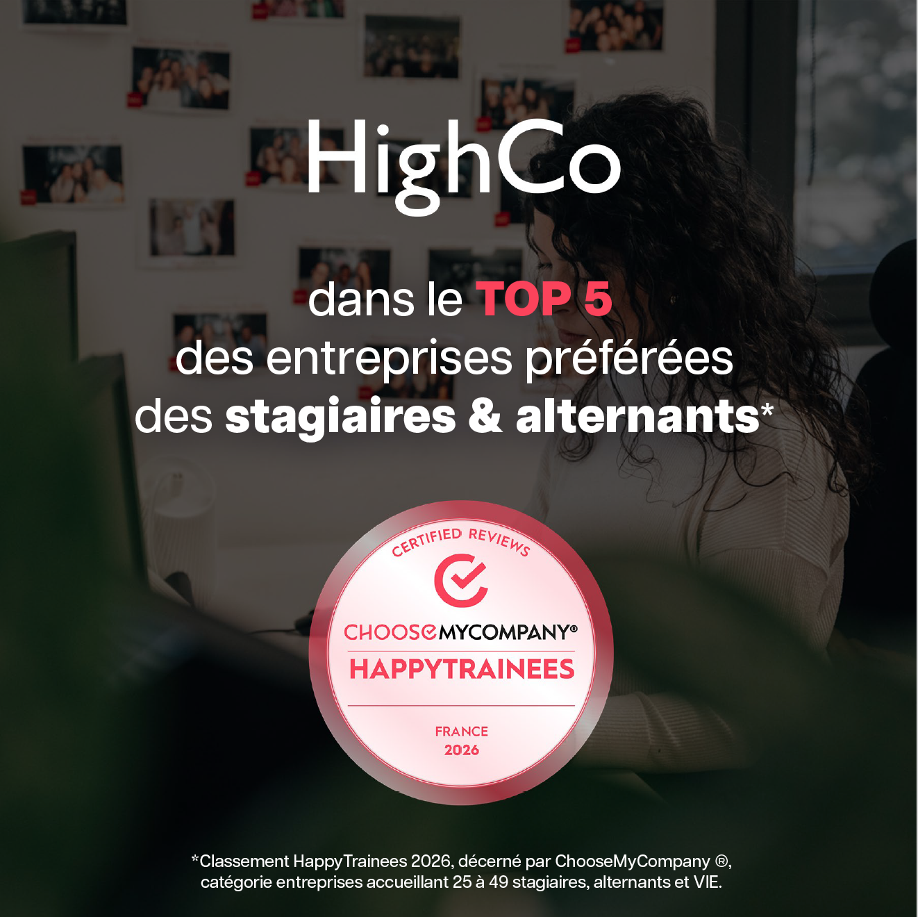 HighCo dans le TOP 5 des entreprises préférées des stagiaires et alternants. Label Happy Trainees